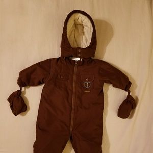Absorba unisex brown snowsuit, 6-9mos🌻